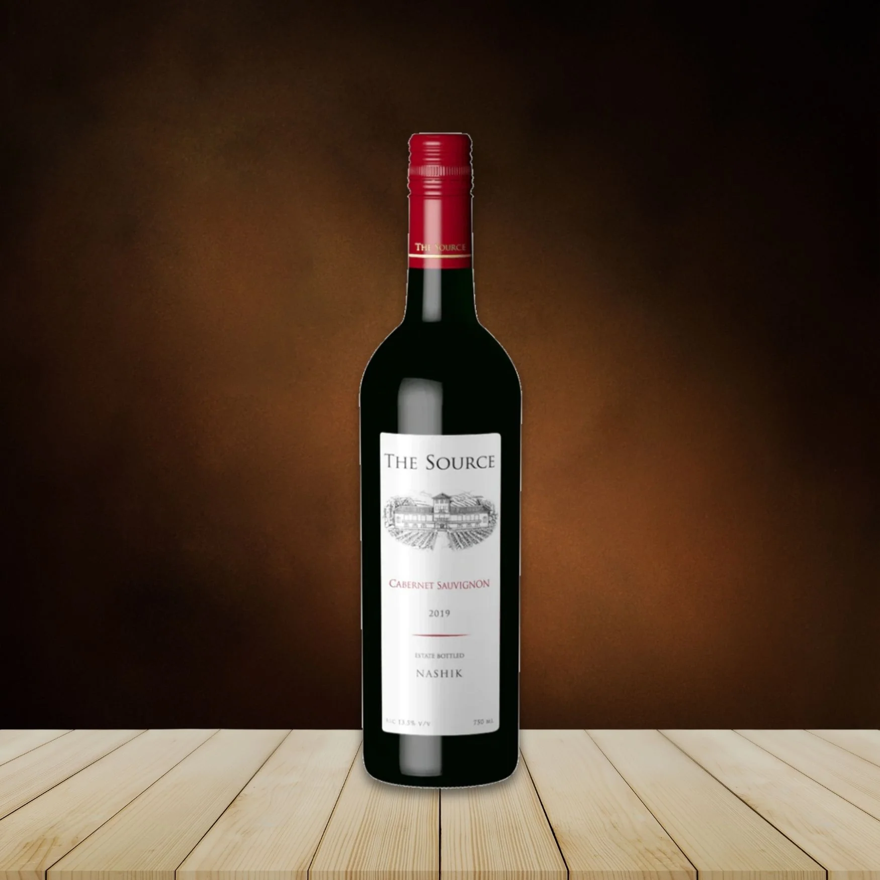Bottle of The Source Cabernet Sauvignon wine featured at The Morrissey House, offering a robust and full-bodied option for wine enthusiasts.